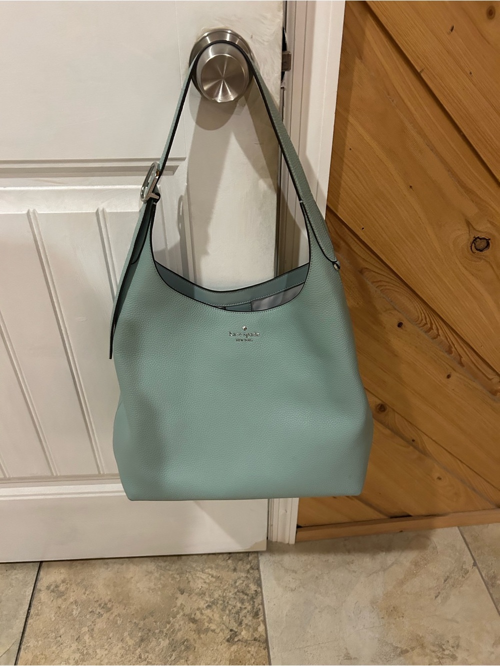 kate spade Mint Green Pebble Leather Hobo Shoulder Bag